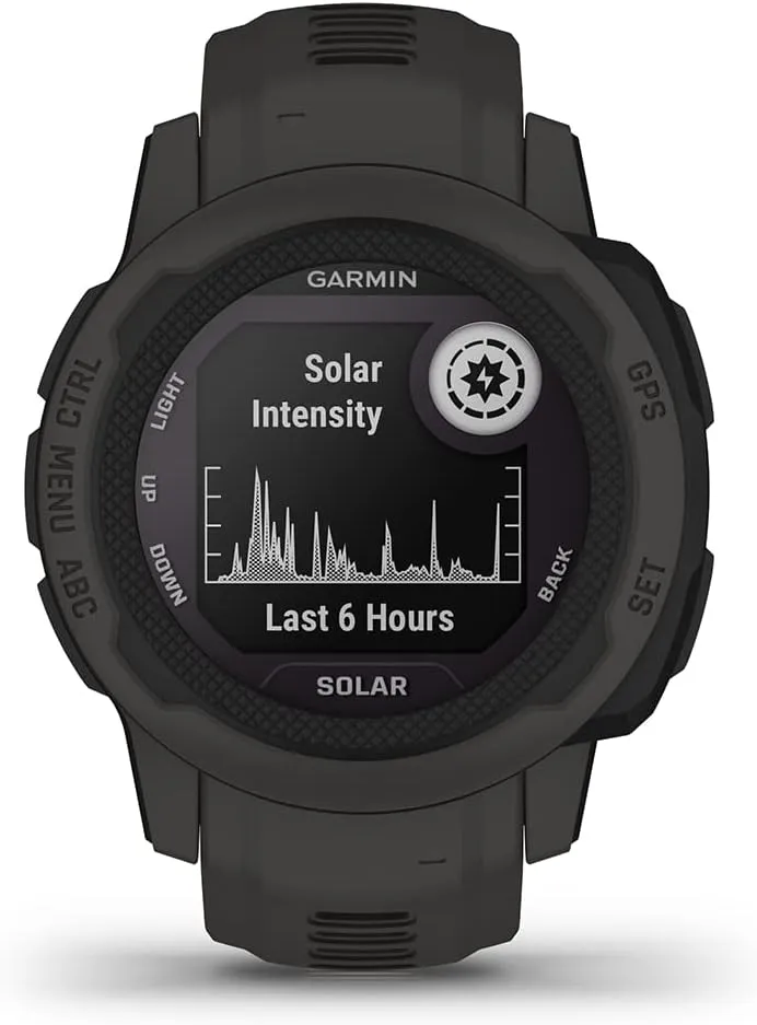 Garmin Instinct 2S Solar (Graphite) Rugged GPS Smartwatch Bundle - Outdoor Watch with Multi GNSS, Compass, Heart Rate, S/M, 40mm - Includes PlayBetter Screen Protectors & Portable Charger
