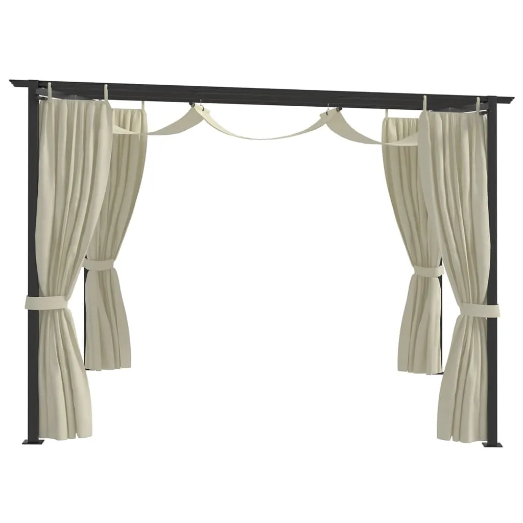 Gazebo Canopy Tent Patio Pavilion Sunshade with Curtains Cream Steel
