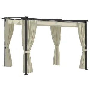 Gazebo Canopy Tent Patio Pavilion Sunshade with Curtains Cream Steel
