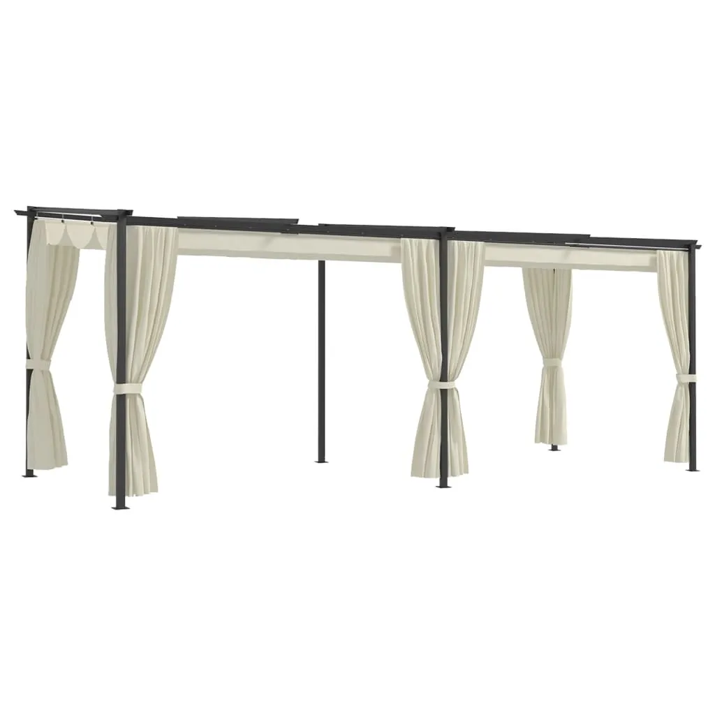 Gazebo Canopy Tent Patio Pavilion Sunshade with Curtains Cream Steel