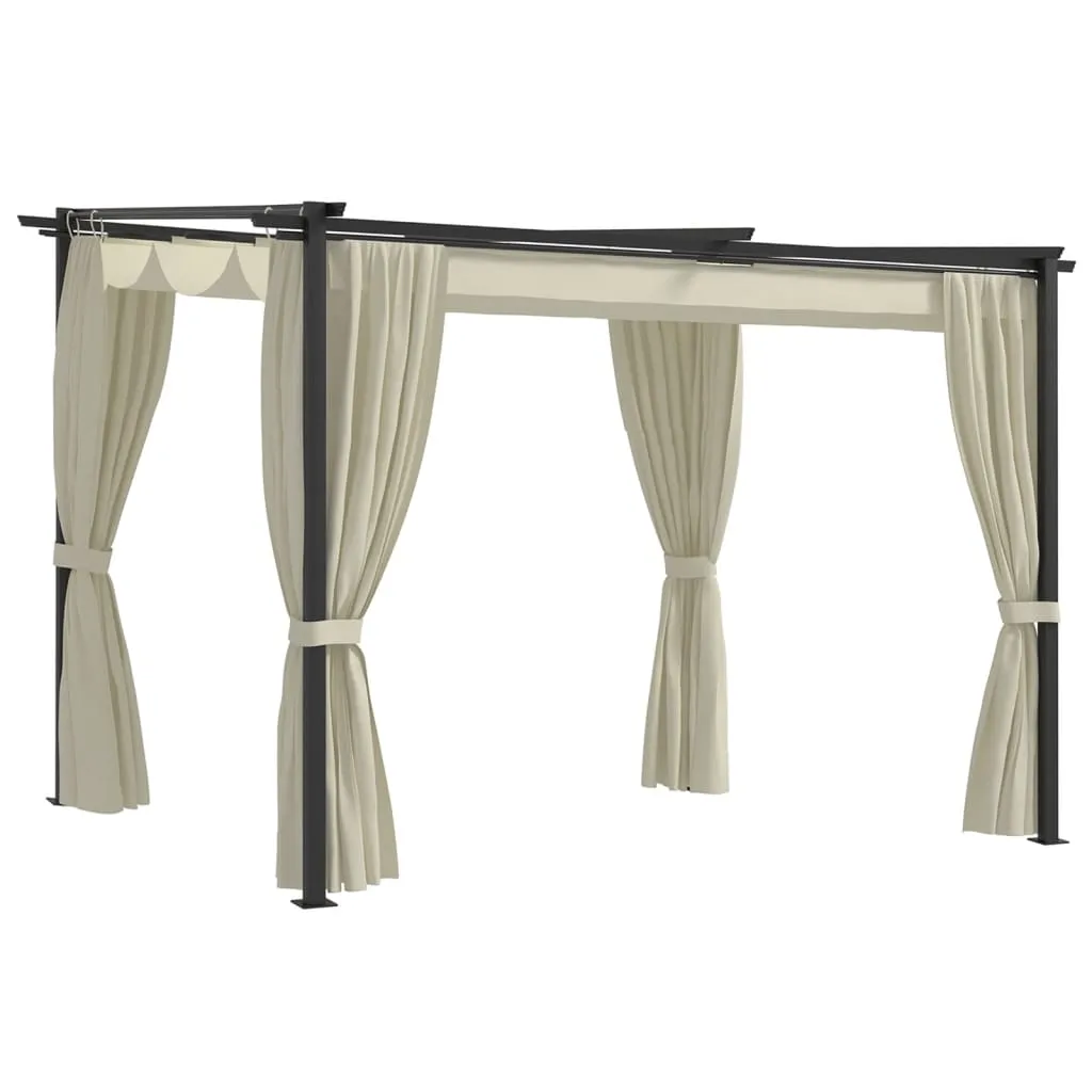 Gazebo Canopy Tent Patio Pavilion Sunshade with Curtains Cream Steel