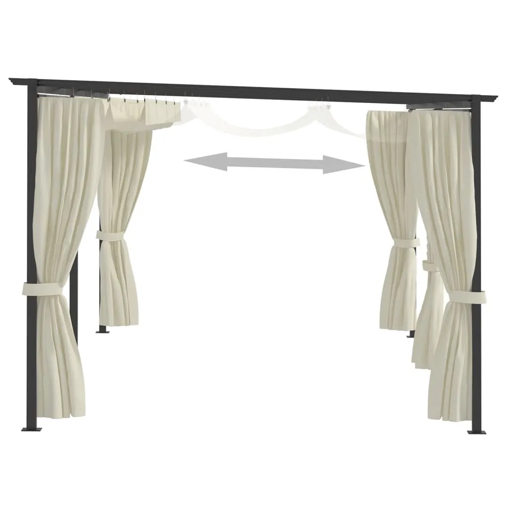 Gazebo Canopy Tent Patio Pavilion Sunshade with Curtains Cream Steel