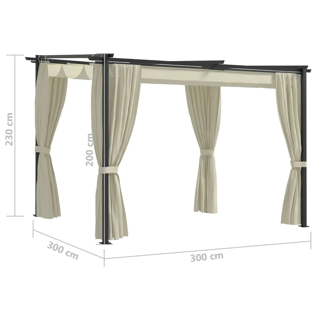 Gazebo Canopy Tent Patio Pavilion Sunshade with Curtains Cream Steel