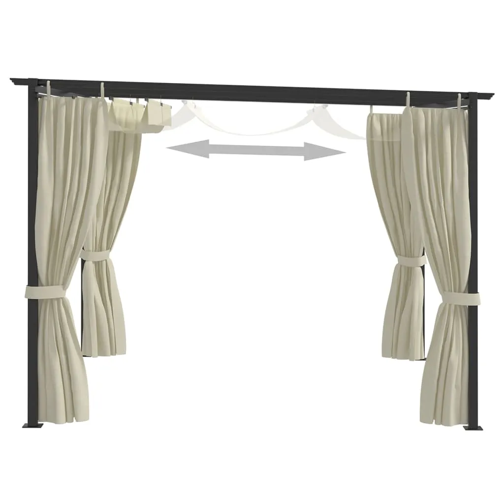 Gazebo Canopy Tent Patio Pavilion Sunshade with Curtains Cream Steel