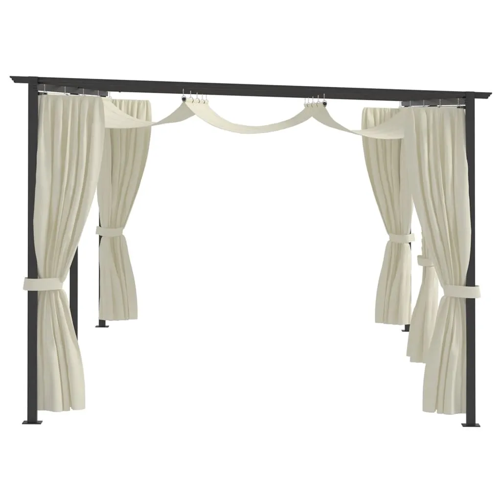 Gazebo Canopy Tent Patio Pavilion Sunshade with Curtains Cream Steel