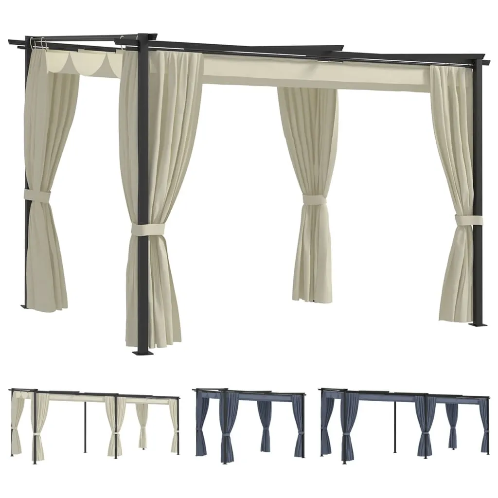 Gazebo Canopy Tent Patio Pavilion Sunshade with Curtains Cream Steel