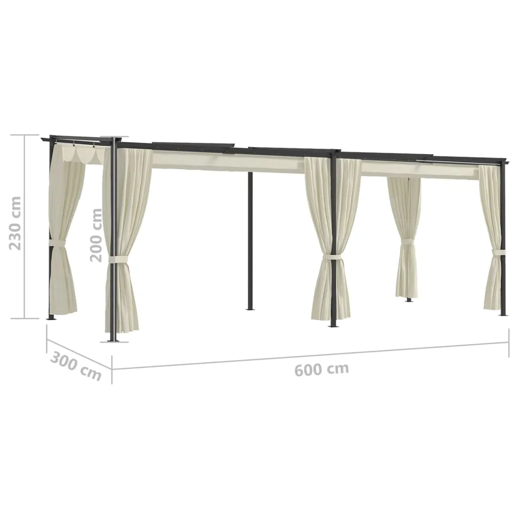 Gazebo Canopy Tent Patio Pavilion Sunshade with Curtains Cream Steel