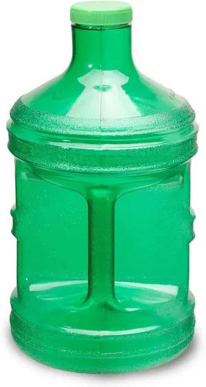 Geo 1 Gallon BPA FREE Reusable Plastic Drinking Water Big Mouth Bottle Jug Container with Holder - Green