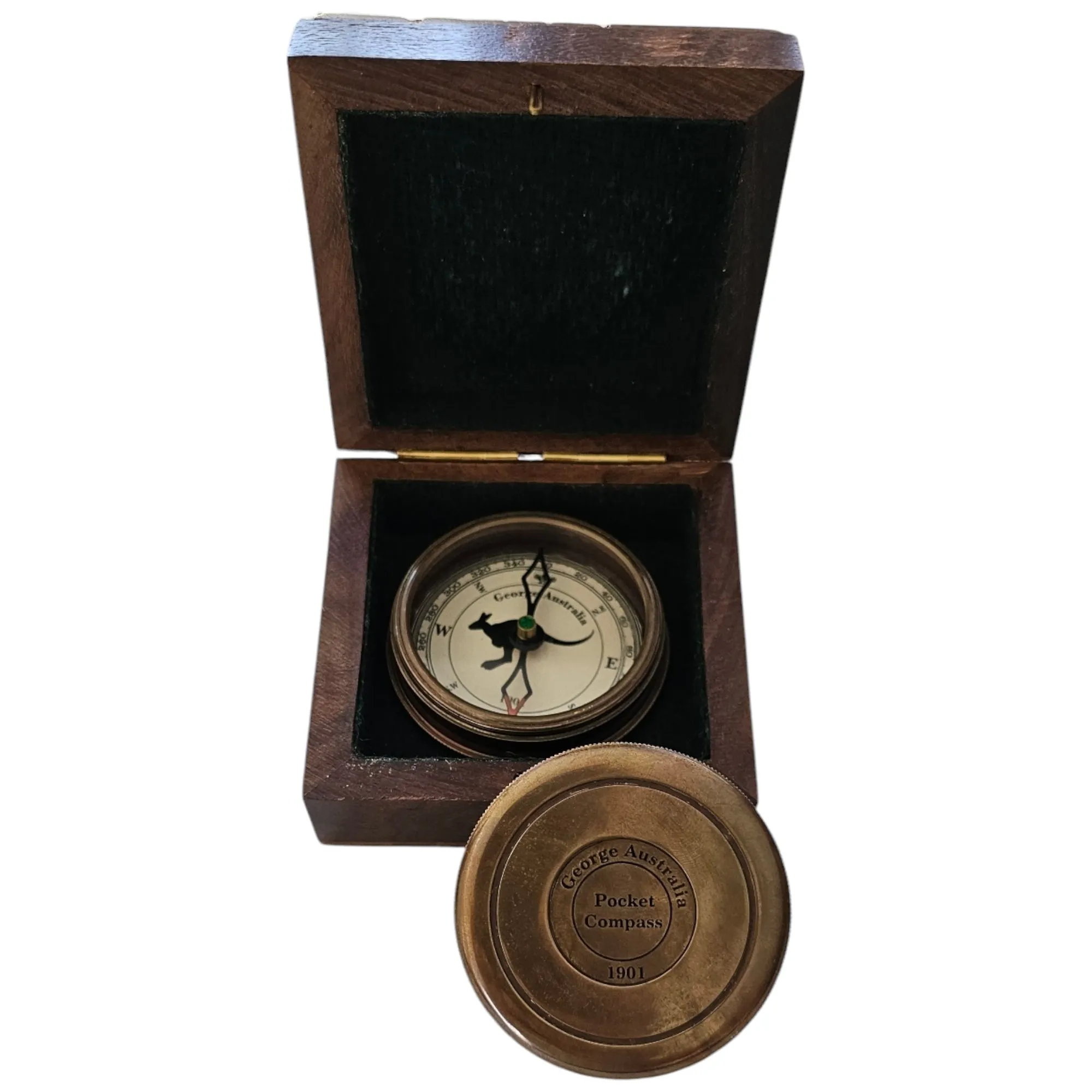 George Australia 1901 Kangaroo Compass | Custom Engraved Brass Antique Replica