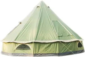 GeRRiT 5-8 People 4M Pyramid Tent Round Bell Tent Canvas Yurt Tent 210D Oxford India Tent Family Tent Portable Privacy Tent for Camping Outdoor Hunting, Green