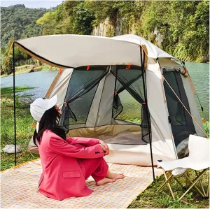 GeRRiT Camping Tents Family 4 People Insect-Proof,Double Doors and Four Windows Quick Pitch Tent Premium Sturdy Waterproof for Tents for Family Camping,Hiking Party