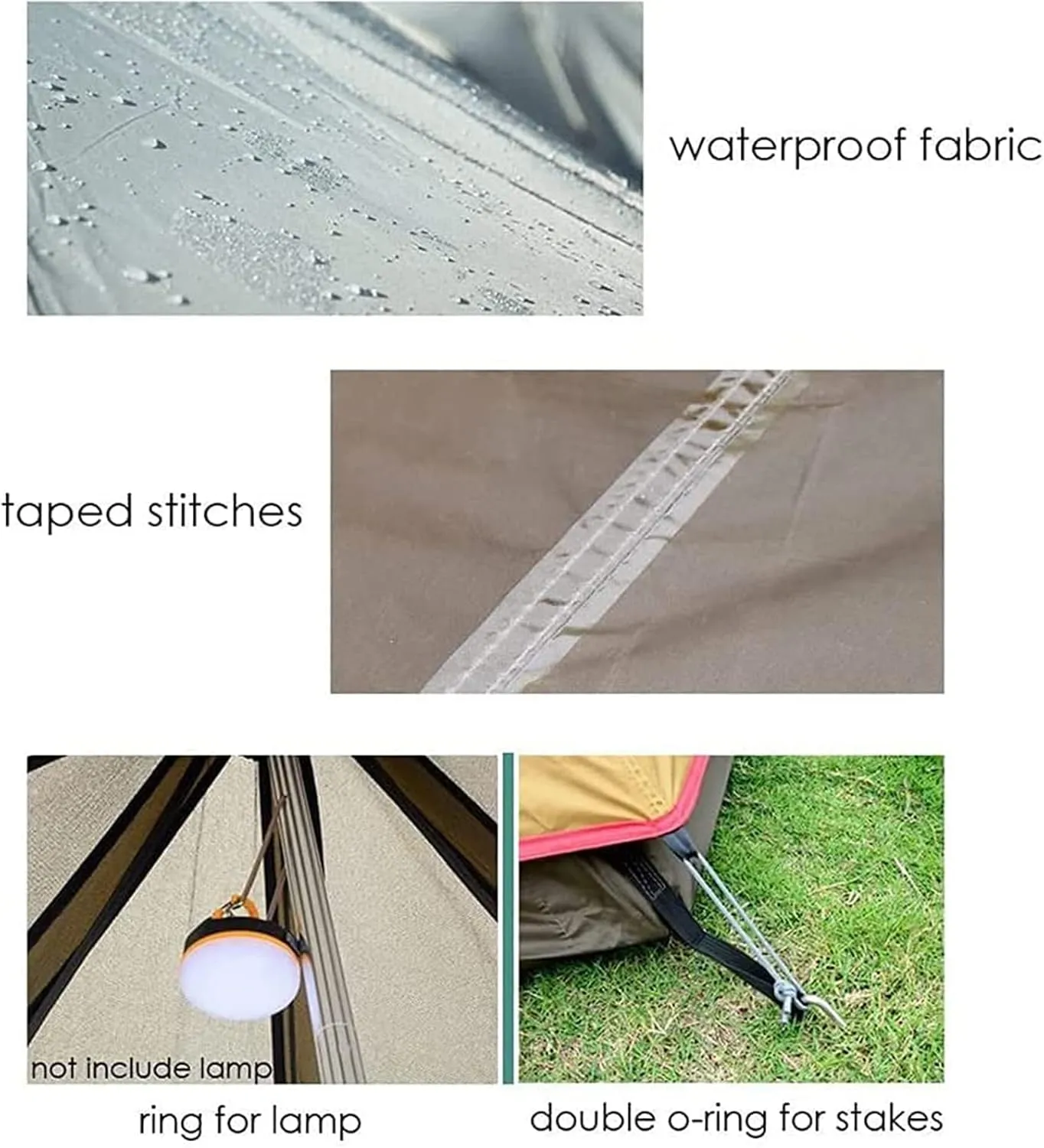 GeRRiT Tents for Camping 4 Person, Waterproof Pyramid Teepee Tent Adult Tent Waterproof Double Layers Indian Tent Yurt Tent Tower Post Bell Tent for Outdoor Family Trip Hello