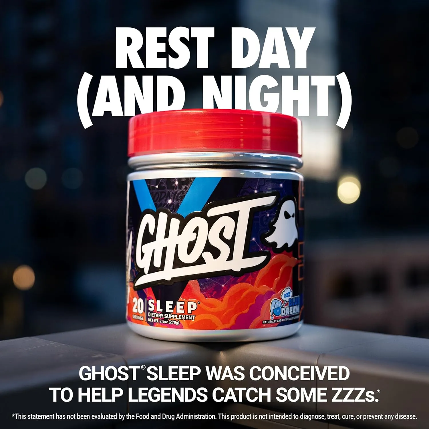 GHOST Sleep Dietary Supplement, Blue Dream - Recovery & Rest with Premium Ingredients Including Melatonin, Colostrum & Ashwagandha – Supports Sleep Quality - Gluten-Free & Sugar-Free