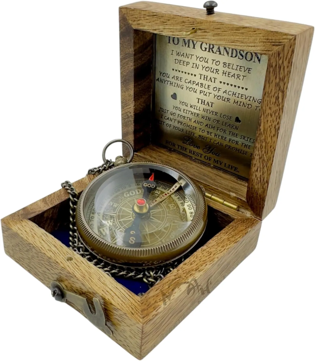 Gifts for Grandson Brass Handmade Compass Gift by Grandfather Gift Idea by Grandpa Grandma Memory Present to My Grandson Birthday Baptism Confirmation Love Christmas Tree Best Graduation Gifts