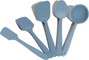GIR: Get It Right 5 Piece Silicone Cooking Utensils Set - Ladle, Spatula, Flip, Spoon & Spoonula - Non-Stick, Heat Resistant & Dishwasher Safe - Silicone Kitchen Utensils - BPA & BPS Free - Slate