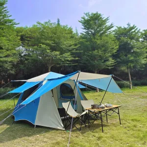 GIZNXBA Large Family Camping Tent, Instant Tent Automatic, Waterproof Pop Up Beach Canopy Tent, Windows with Mesh, Tent for Outdoor,Picnic,Camping,Gathering (Color : /Blue, Size : 5-8 Person)