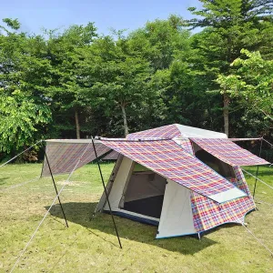 GIZNXBA Large Family Camping Tent, Instant Tent Automatic, Waterproof Pop Up Beach Canopy Tent, Windows with Mesh, Tent for Outdoor,Picnic,Camping,Gathering (Color : /Pink, Size : 5-8 Person)