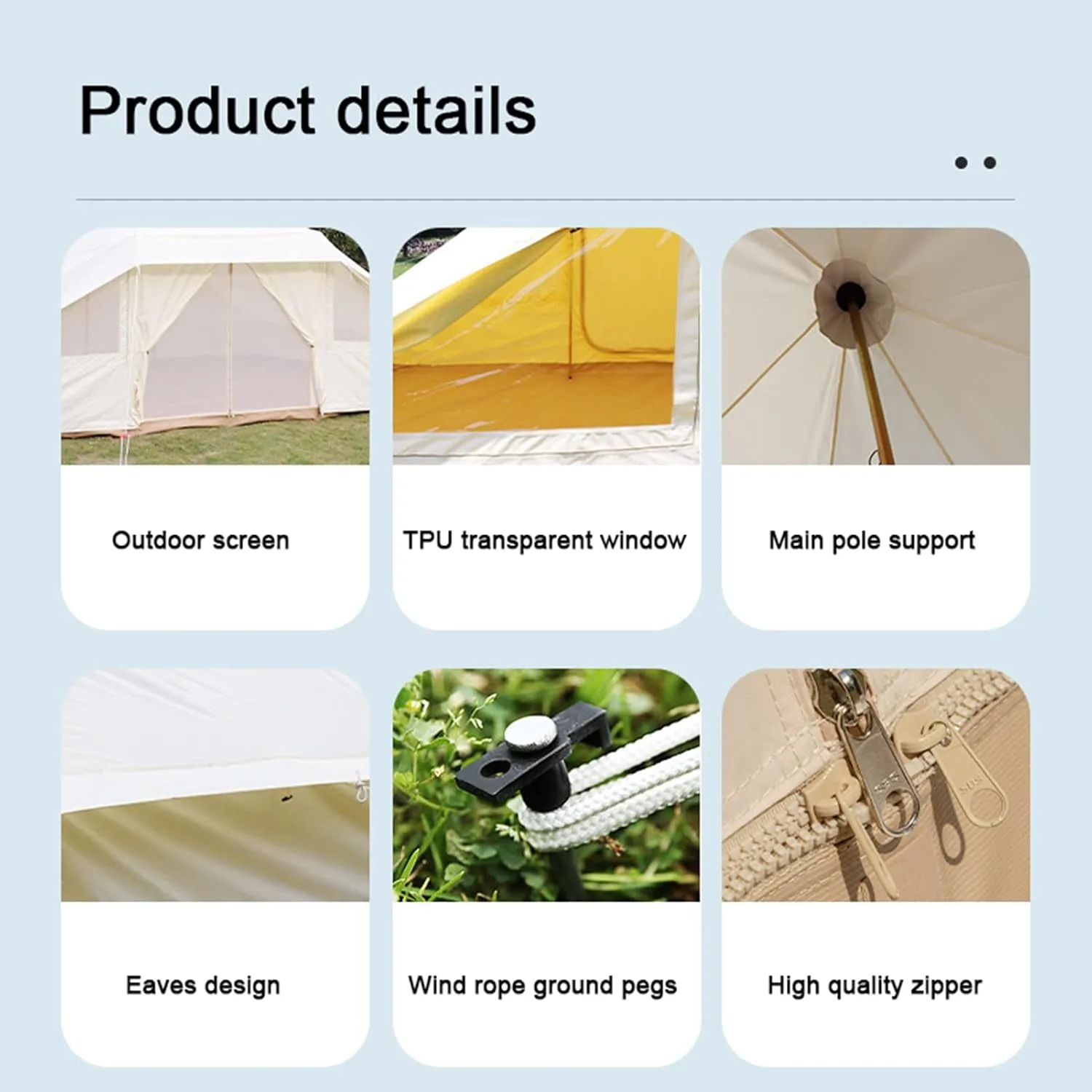 Glamping Tent - Waterproof Bell Tent w/Stove Jack for Family Camping in All Seasons Cotton Yurt Tent (Cotton 440X300X235CM)