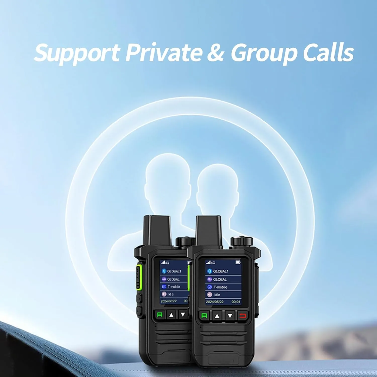 Global Walkie Talkies Unlimited Range 4G PTT Radios Nationwide Handhold Long Distance Two Way Radio Portable Radios with Flashlight for Family and Work Teams(4 Pack with SIM)