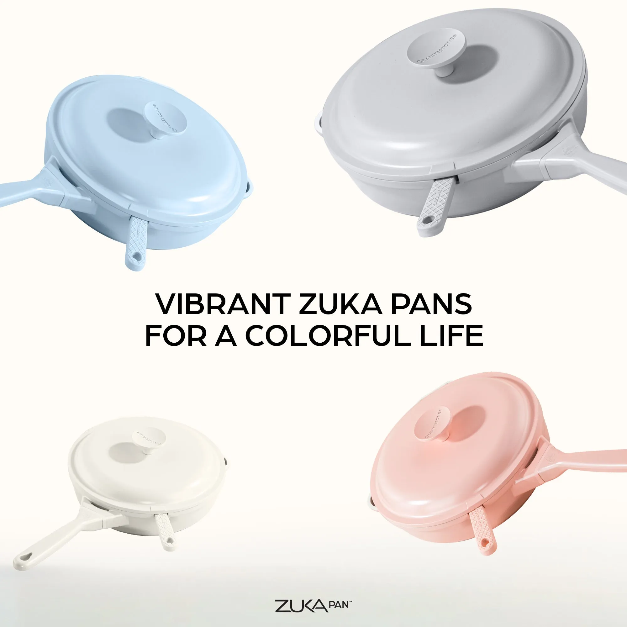 Granitestone 12" Zuka Pan – 6-Piece Multi-Functional Everyday Pan Set with Lid, Nylon Spoon & Steamer Basket