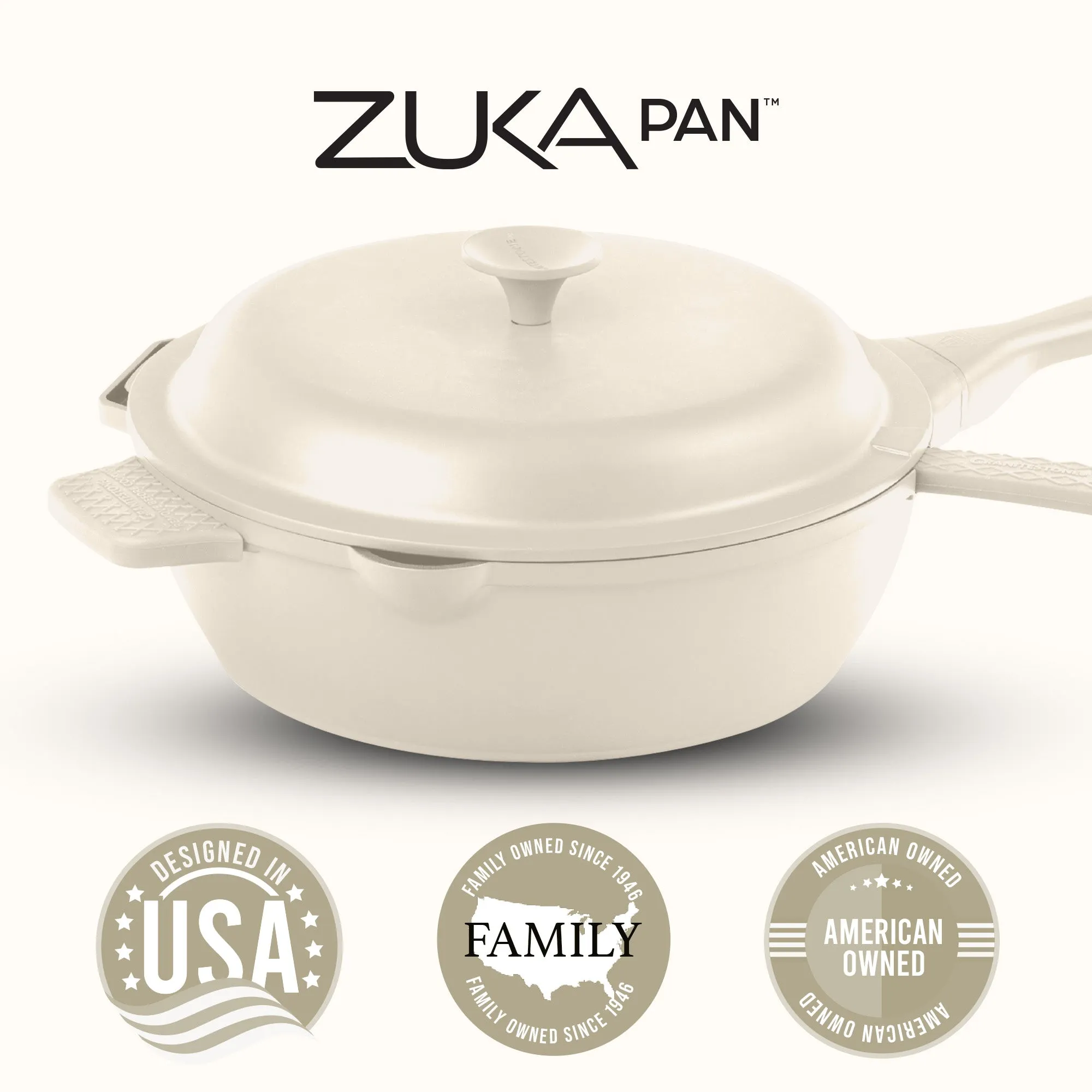 Granitestone 12" Zuka Pan – 6-Piece Multi-Functional Everyday Pan Set with Lid, Nylon Spoon & Steamer Basket