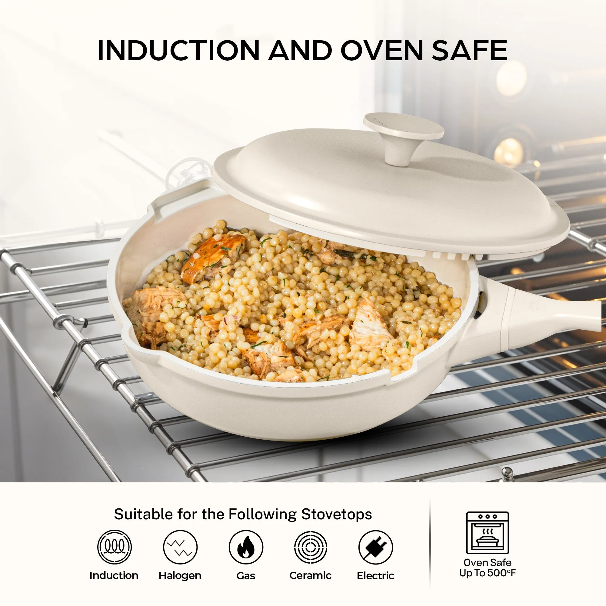 Granitestone 12" Zuka Pan – 6-Piece Multi-Functional Everyday Pan Set with Lid, Nylon Spoon & Steamer Basket