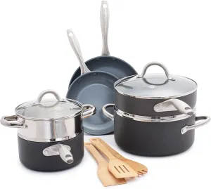 GreenPan Lima Hard Anodized Healthy Ceramic Nonstick 12 Piece Cookware Pots and Pans Set, PFAS-Free, Oven Safe, Gray