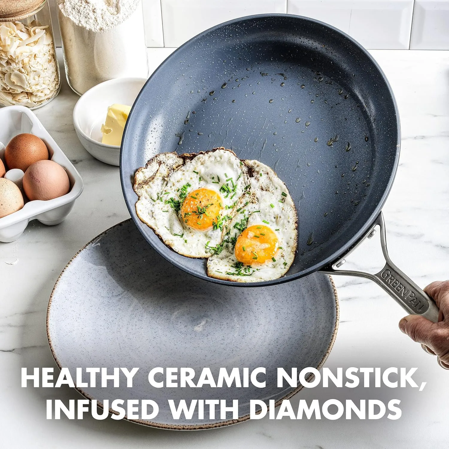 GreenPan Paris Pro Hard Anodized Healthy Ceramic Nonstick, 10" Frying Pan Skillet, PFAS-Free, Dishwasher Safe, Grey