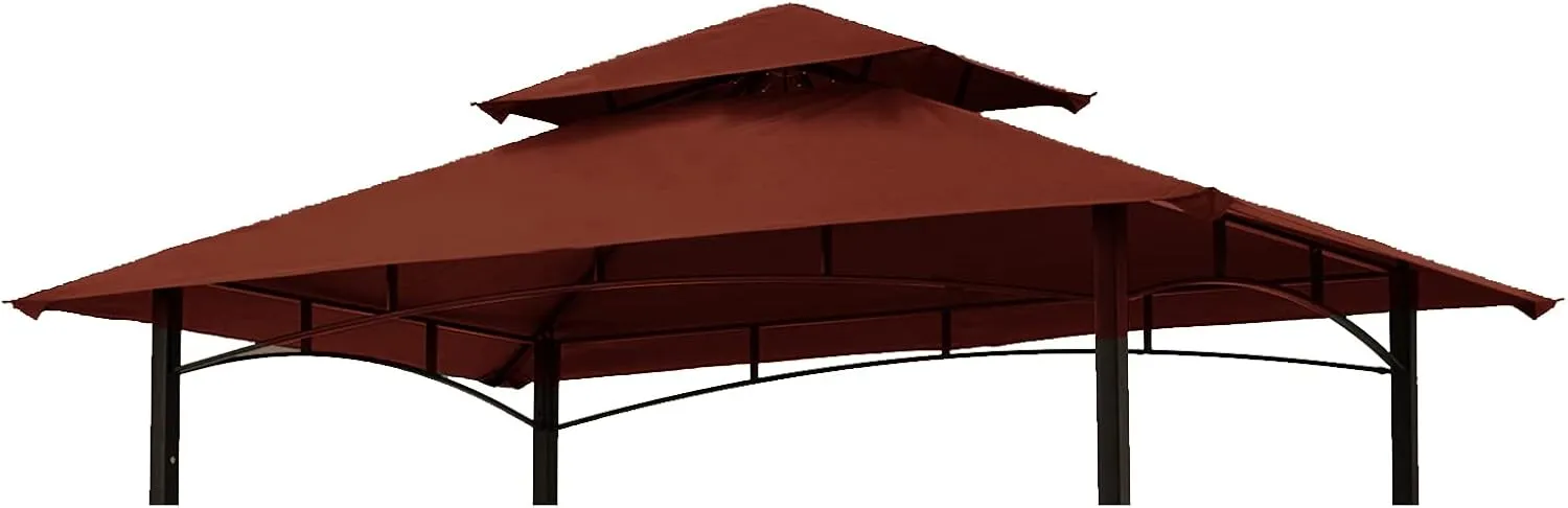 Grill Gazebo Replacement Canopy Roof – Hugline 5x8 Outdoor Grill Shelter Canopy Top Double Tiered BBQ Tent Cover Fit for Model L-GG001PST-F (Burgundy)