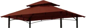 Grill Gazebo Replacement Canopy Roof – Hugline 5x8 Outdoor Grill Shelter Canopy Top Double Tiered BBQ Tent Cover Fit for Model L-GG001PST-F (Burgundy)