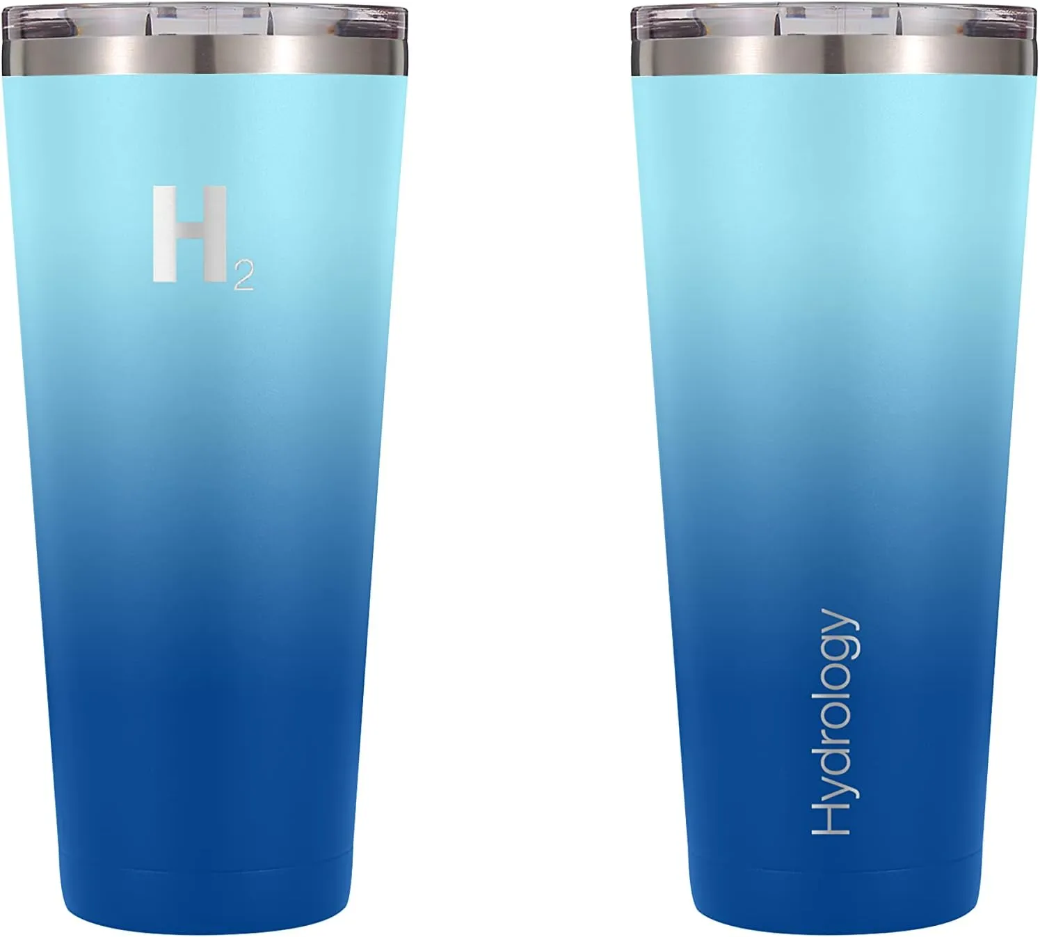 H2 HYDROLOGY Classic Tumbler With Lid and Four Straws | Double Wall Vacuum Insulated Stainless Steel | Anti-Slip for Coffee, Tea (32 oz, Cool Water)