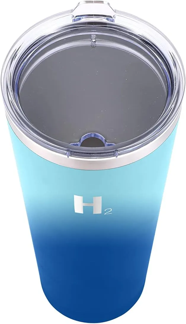 H2 HYDROLOGY Classic Tumbler With Lid and Four Straws | Double Wall Vacuum Insulated Stainless Steel | Anti-Slip for Coffee, Tea (32 oz, Cool Water)