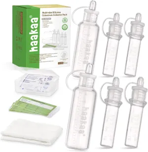haakaa Colostrum Collector Set Breast Milk Collector for Breastfeeding, Ready-to-Use Packaging, Reusable, BPA Free, Include a Cotton Wipe and Storage Case (4pcsx4ml 2pcsx20ml)