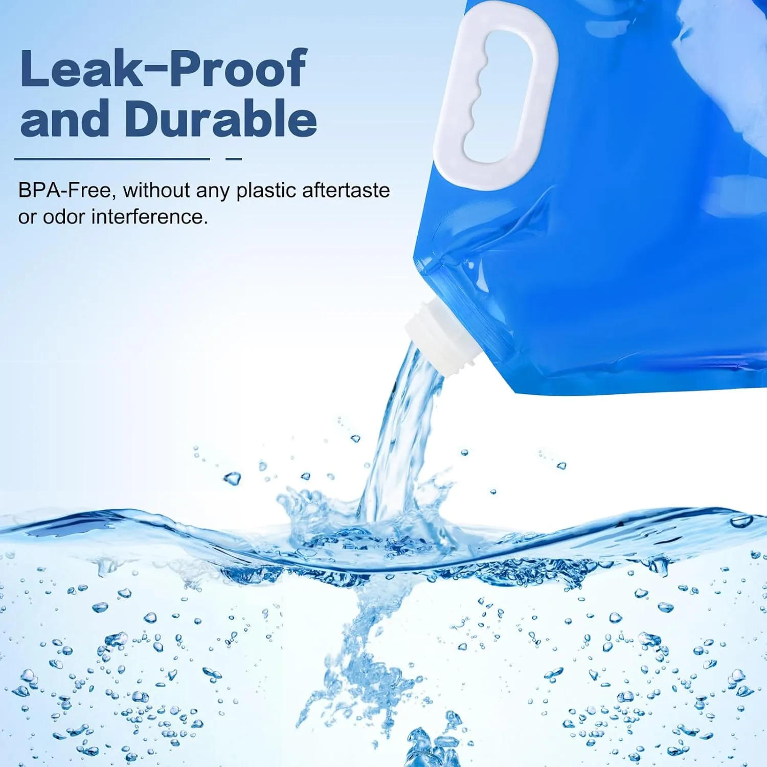 Hakkin 4Pack Collapsible Water Container Bag with spouts, 5L/(1.3 Gallon) Water Jug No-Leak Freezable Portable BPA Free Food Grade Plastic Emergency Storage Jug for Camping, Hiking, Travel