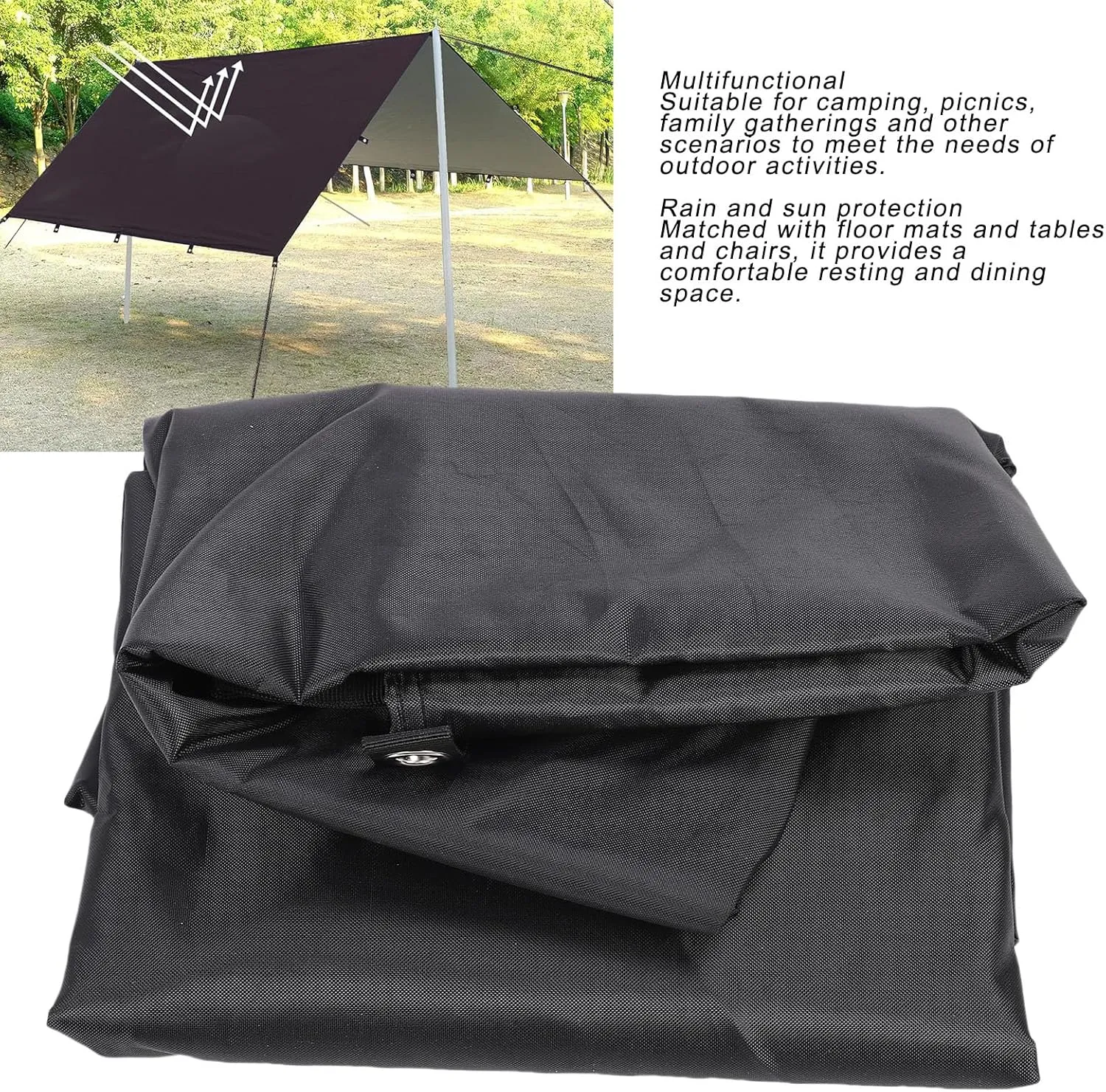 Hammock Rain Fly, Camping Tent Tarp Multifunctional Rain Sun Proof Traveling Awning with Ground Nails, Large Shelter for Outdoor Camping, Picnics, Hiking (L)