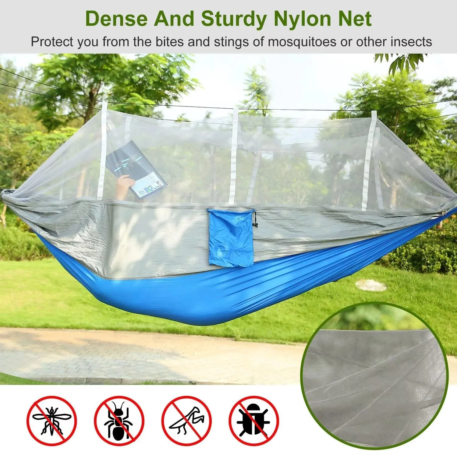 Hammock with Mosquito Net Lightweight Jungle Hammock for Trekking, Backpacking, Nylon Travel Hammock with Mosquito for Travel, Garden, Hiking, Survival (Color : F)