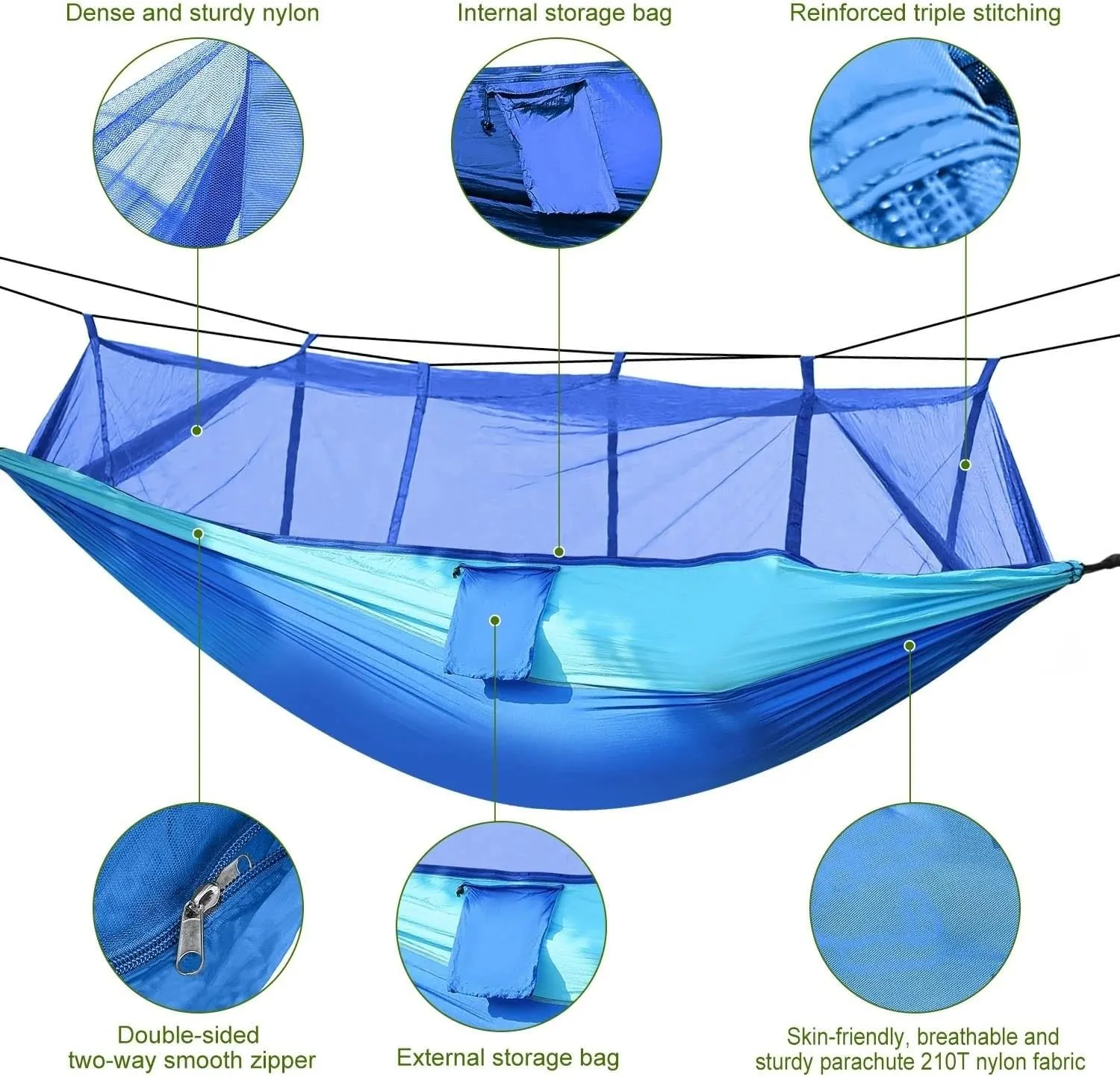 Hammock with Mosquito Net Lightweight Jungle Hammock for Trekking, Backpacking, Nylon Travel Hammock with Mosquito for Travel, Garden, Hiking, Survival (Color : F)