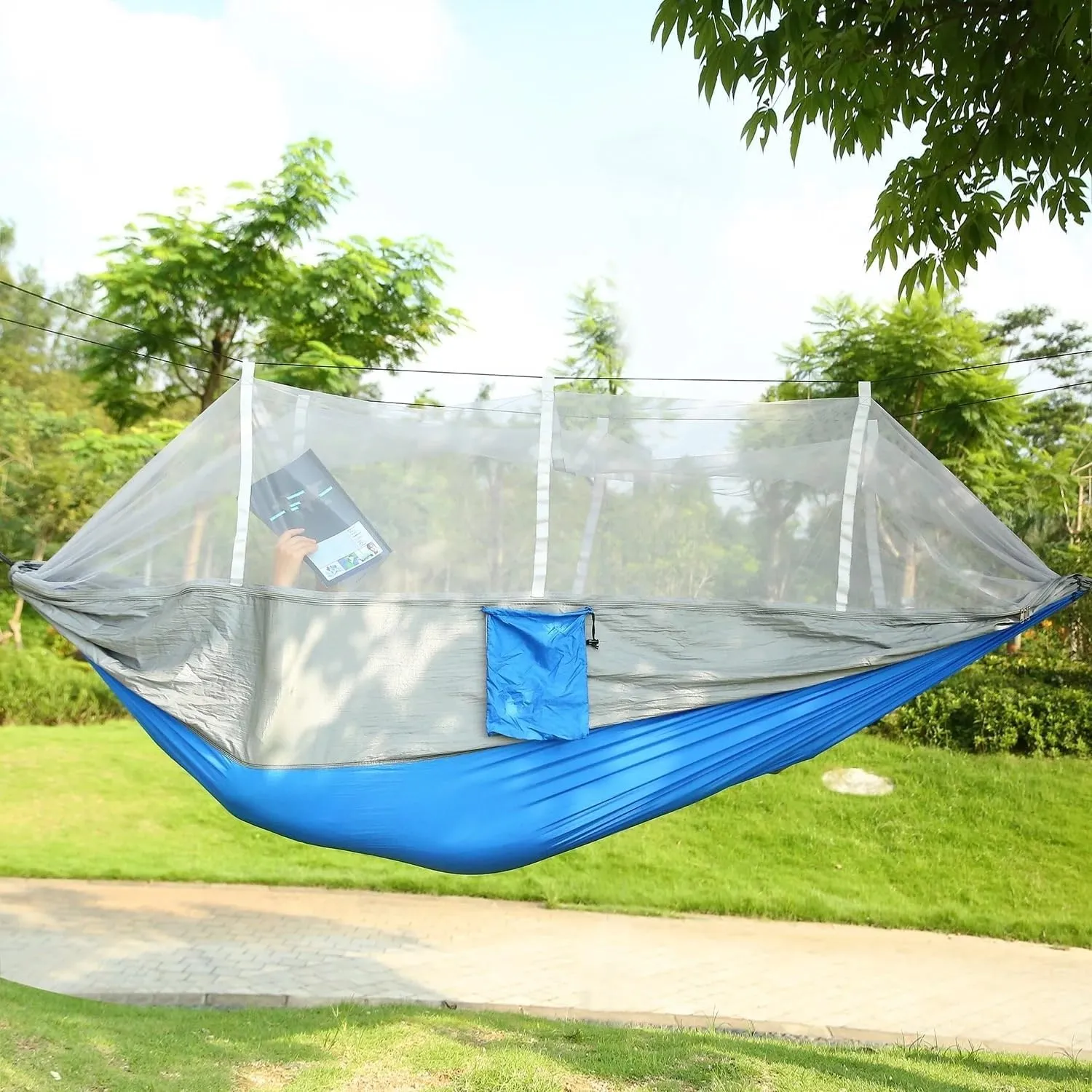 Hammock with Mosquito Net Lightweight Jungle Hammock for Trekking, Backpacking, Nylon Travel Hammock with Mosquito for Travel, Garden, Hiking, Survival (Color : F)