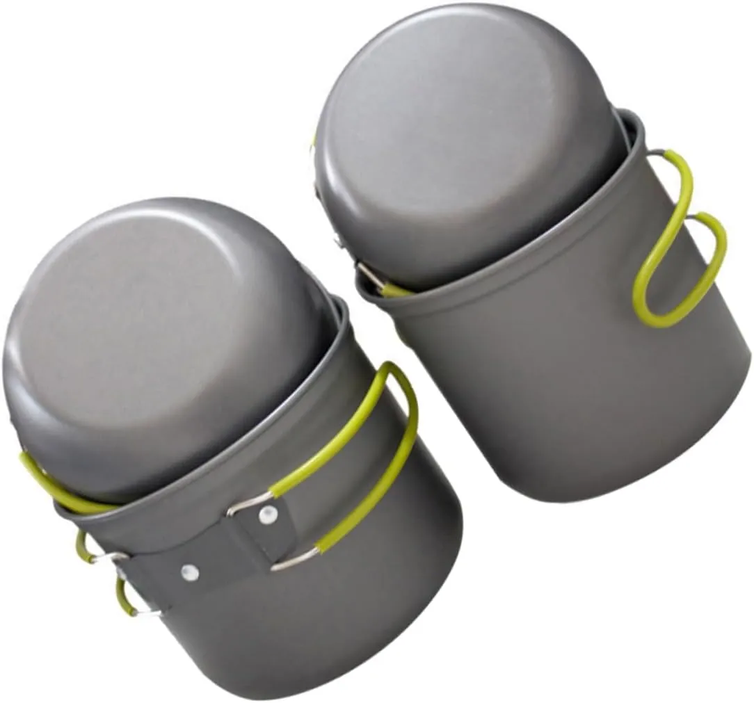 HANABASS 1set Outdoor Cookware Portable Picnic Cooking Pot Multi-Purpose Lid for Camping Hiking BBQ and Outdoor Activities -Skid Handle for Firm Grip Suitable for People