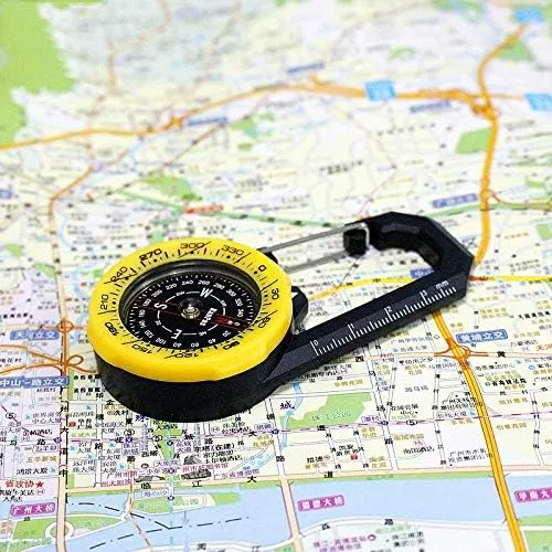 Hanging Button Pointer Type Compass Two Sets of Indexing Systems to Meet Different Needs Design Waterproof Carabiner Outdoor Compass