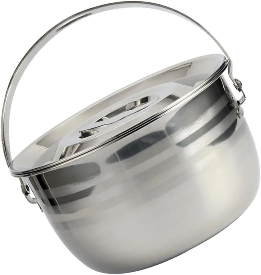 Hanging Pot for Camping Stainless Steel Cooking Pot Lid Portable Cooking Supply Family