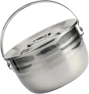 Hanging Pot for Camping Stainless Steel Cooking Pot Lid Portable Cooking Supply Family