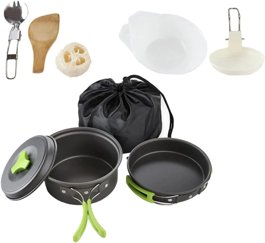 Happyyami 1set Outdoor Cookware Portable Camping Frying Pan Utensil Handle for Hiking Picnics and Barbecues Lightweight Easy to Clean Includes Storage Bag