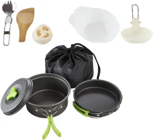 Happyyami 1set Outdoor Cookware Portable Camping Frying Pan Utensil Handle for Hiking Picnics and Barbecues Lightweight Easy to Clean Includes Storage Bag