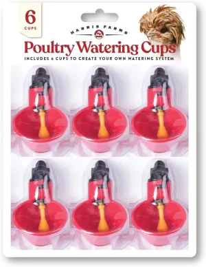 Harris Farms Poultry Watering Cups – Made from BPA Free Plastic – Chicken Watering Cups – Only Releases Water When Poultry Drink – Hydrate up to 12 Chickens – 6 Cups