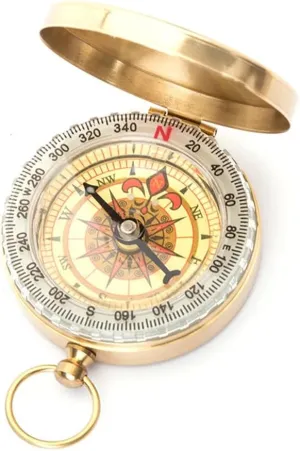 HBJWOV Outdoor Brass Compass with Clamshell Retro Pointer Luminous Pocket Watch Compass