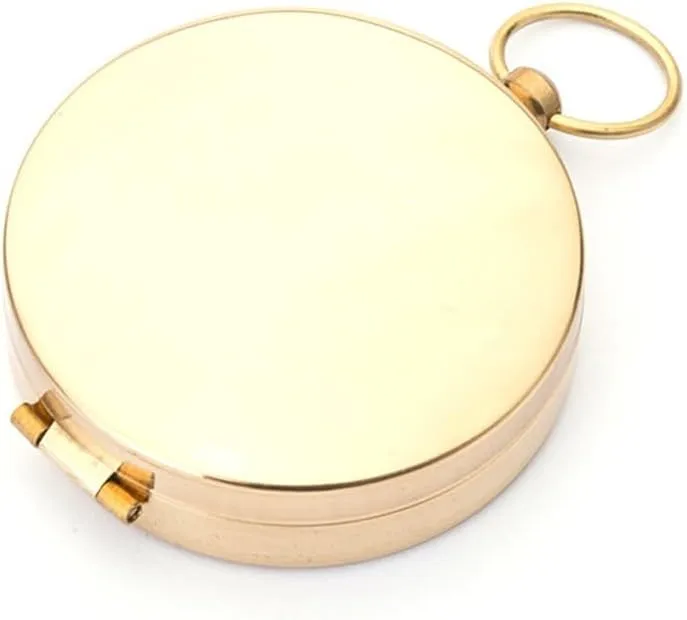 HBJWOV Outdoor Brass Compass with Clamshell Retro Pointer Luminous Pocket Watch Compass