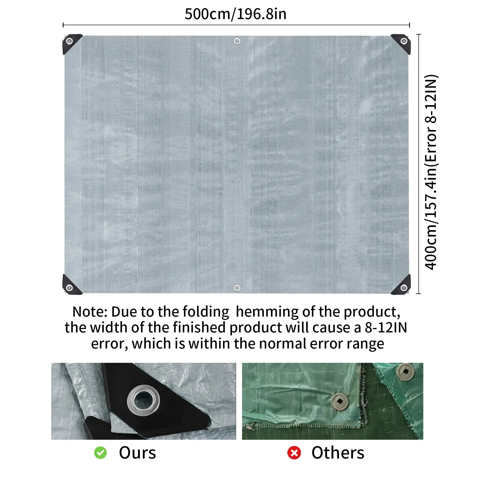 Heavy Duty Waterproof Shade Sails Multipurpose Tarp Cover with Grommets UV Resistant Tarpaulin for Outdoor Camping Tent Pool Car