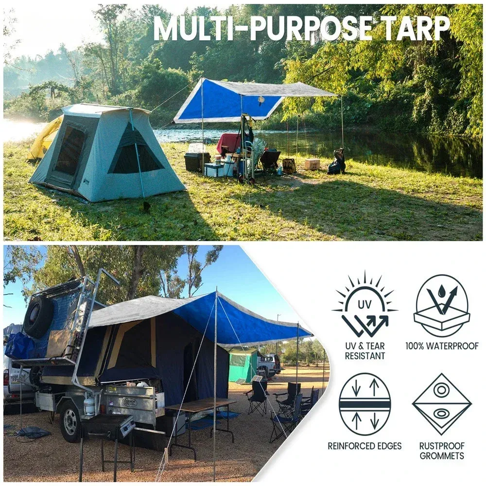 Heavy Duty Waterproof Shade Sails Multipurpose Tarp Cover with Grommets UV Resistant Tarpaulin for Outdoor Camping Tent Pool Car