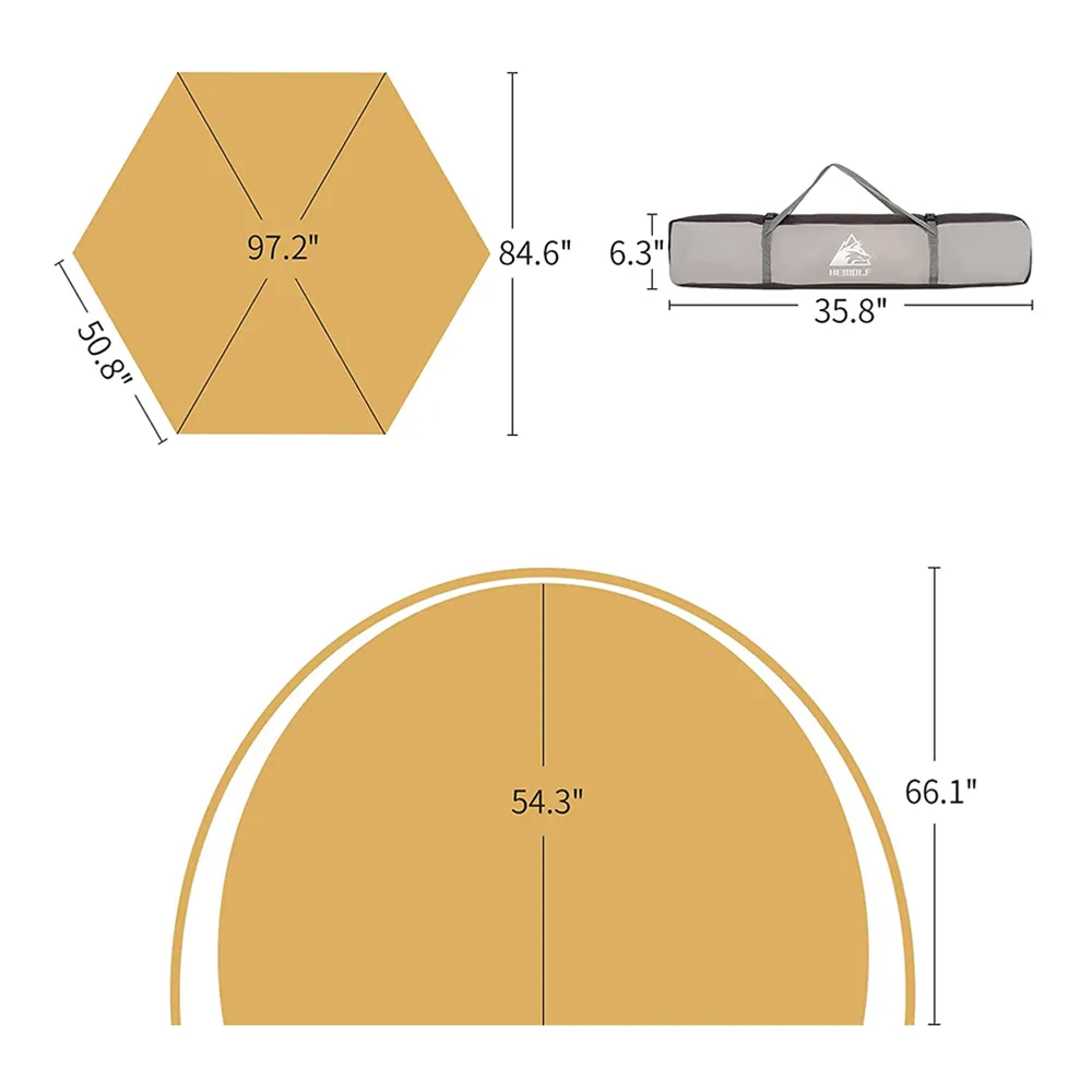 Hewolf Automatic 4 person Hexa Tent - Tan